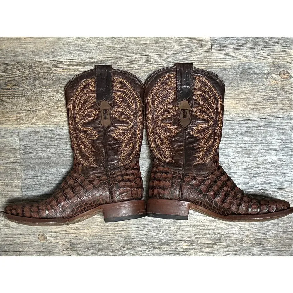 Tanner Mark Boots Men’s 6.5 Western Rodeo Cowboy Embossed Leather Handtooled